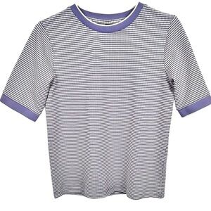 Icône crewneck elevated tshirt, M, purple & white check pattern, Retro-Modern